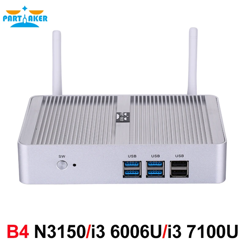  Partaker B4 Intel 14nm Quad Core N3150 Dual Core i3 6006U i3 7100U Processor HTPC Mini Pc with HDMI