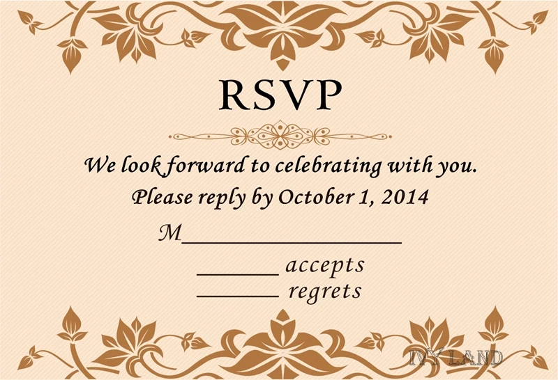 Personalized RSVP Card with Free Envelope for Wedding / Party 50 pcs/lot R19 | Дом и сад