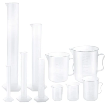 

Plastic Graduated Cylinders and Plastic Beakers,5pcs Plastic Graduated Cylinders 10ml 25ml 50ml 100ml 250ml and 5pcs Plastic B