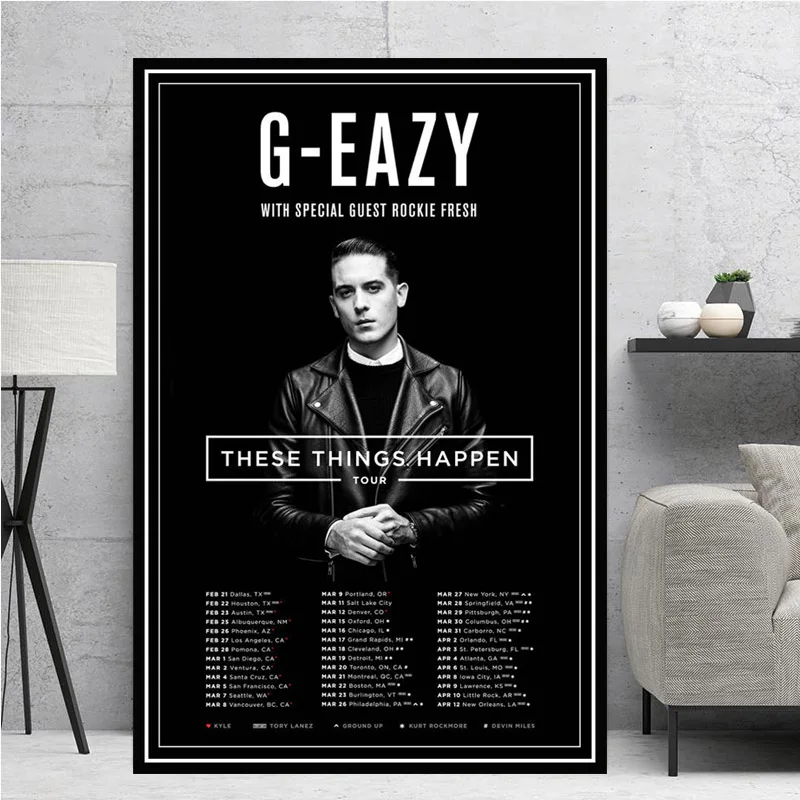 G-Eazy Logic Halsey поп, рэп музыка ПЕВЕЦ звезда Плакат и печатная графика художественное полотно настенные картины для гостиной домашний декор - Цвет: Розовый