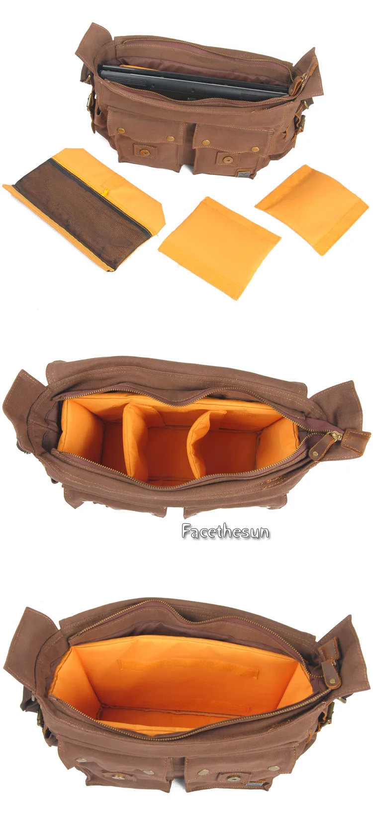 Vintage camera shoulder canvas bag insert MU2138-1