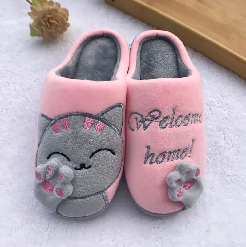 

Winter home slippers women 2018 cartoon soft cotton women shoes indoor cozy slippers shoes woman casual cute shoes