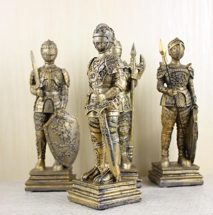 Средневековый европейский оловянный самурайский воин скульптура/кукла кавалерийский солдат Рыцари/солдат Оловянная смола статуя украшения дома
