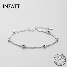 Inzatt Мода 925 пробы серебряный браслет с бусинами для Для женщин элегантные металлические цепи Офис ПР Модные украшения День рождения подарок