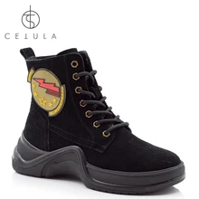 

@Cetula 2018 Handcrafted Lighting Coaster Lace-up Suede Female Ankle Boots ft.Wave-like Outsole&7 Hexagonal Bronze Eyelets