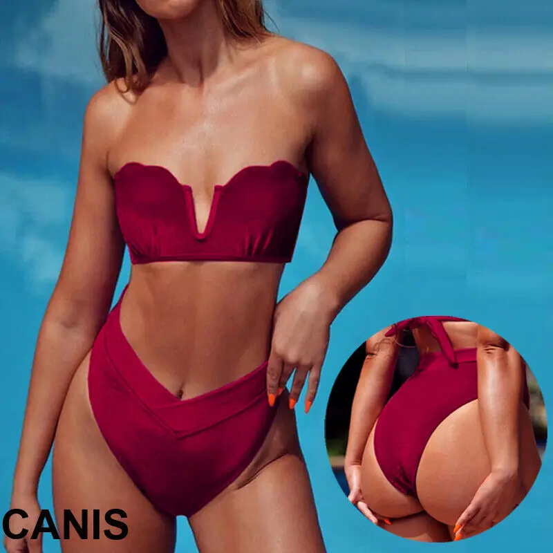 women's red bikini set