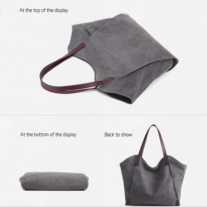 MoneRffi новая брендовая большая Повседневная Сумка-тоут с карманами, женская сумка через плечо, холщовые кожаные вместительные сумки для женщин