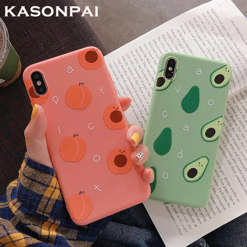 

Cute Summer Fruits Avocado Peach Cases For iphone X XS Max Lovely Phone Cases For iphone 6 6S 7 8 Plus XR Soft TPU Back Cover