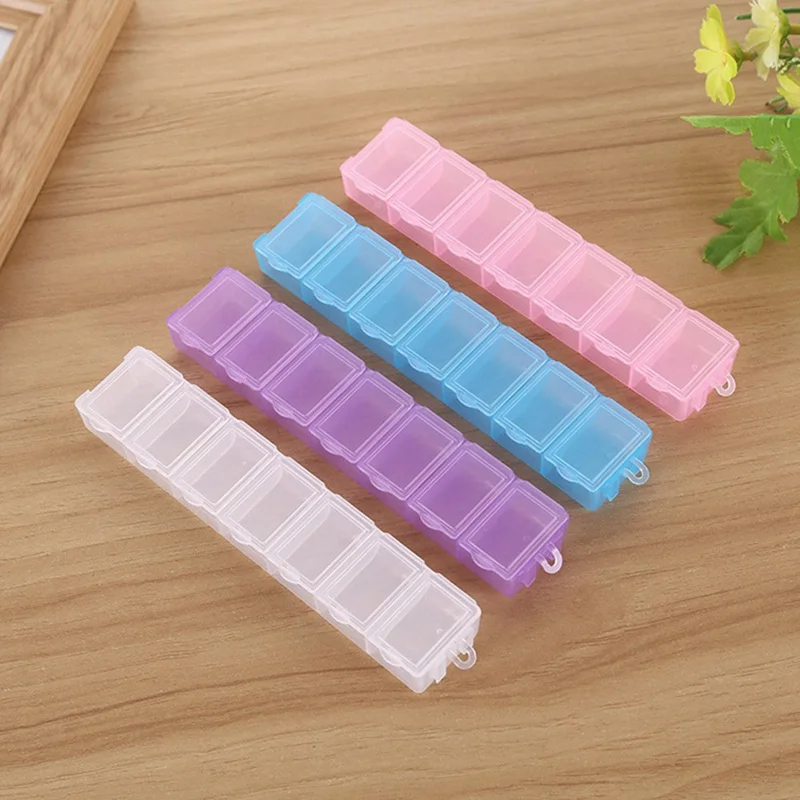 

7 Day Style Pill Medicine Kit Tablet Pillbox Dispenser Organizer Case With 7 Compartments Pill Box Container Refillable Bottles