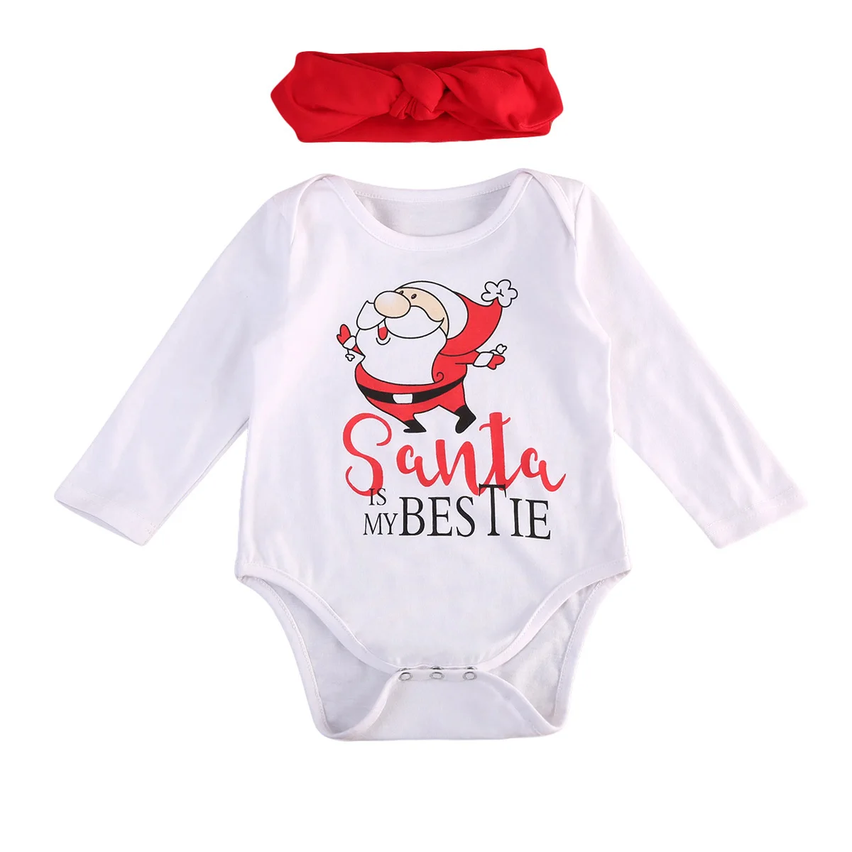 2pcs Newborn Baby Girls Christmas Rompers Santa Claus Jumpsuit