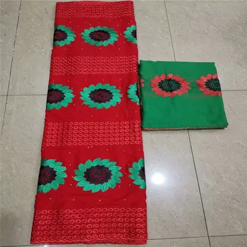 

Swiss lace fabric 2019latest heavy beaded embroidery African cotton fabrics Swiss voile lace popular 5+2yards/sets YC94-2