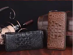 Новое производство Оригинальный Настоящее 100% крокодиловой кожи для мужчин кошелек удлиненный кошелек с молнией клатч мужской большие