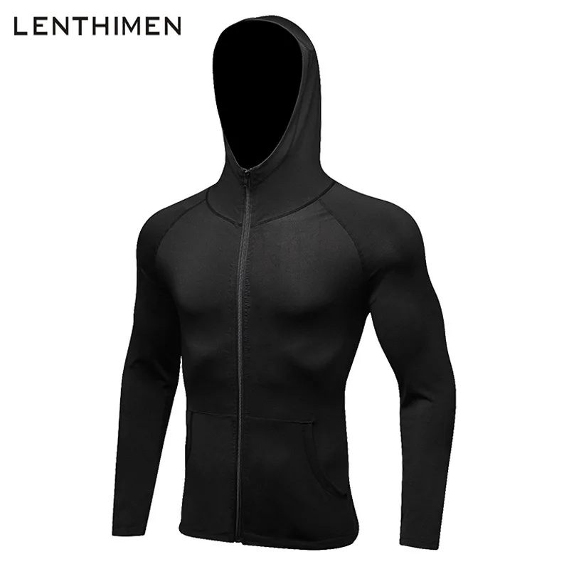 

2018 Mens Running Jackets Autumn Sport Hoodies Men Zipper Slim Fit Sweatshirts Outdoor Windproof Coat Hiking Run Hooded Jacket