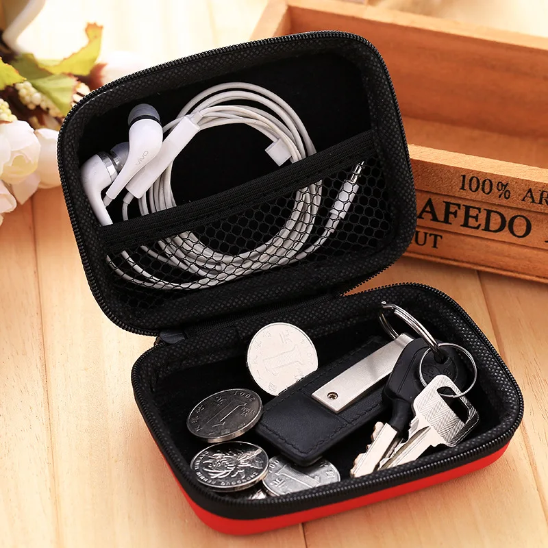 

Loozykit Mini Zipper Hard Headphone Case Large Leather Earphone Storage Bag Protective Usb Cable Organizer Portable Earbud Pouch