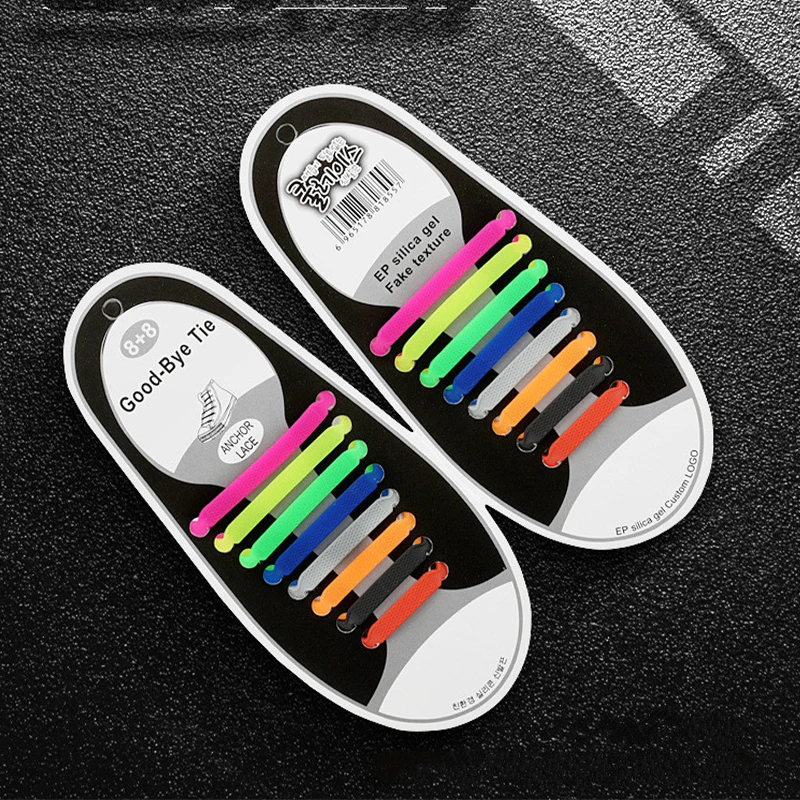 16pcs/lot Silicone Shoelaces Elastic Shoe Laces Special No Tie Shoelace for Men Women Lacing Rubber wholesale