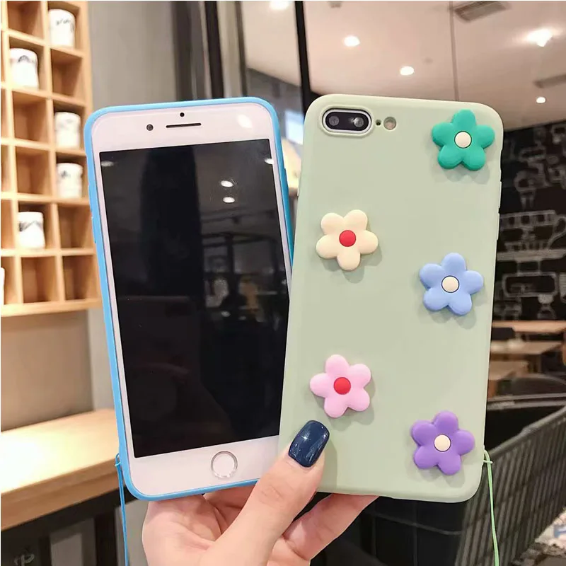 Мягкий чехол для телефона с объемными цветами iphone Xi Max Xir 5 SE 6 6S 7 8 PLUS X XS MAX накладка