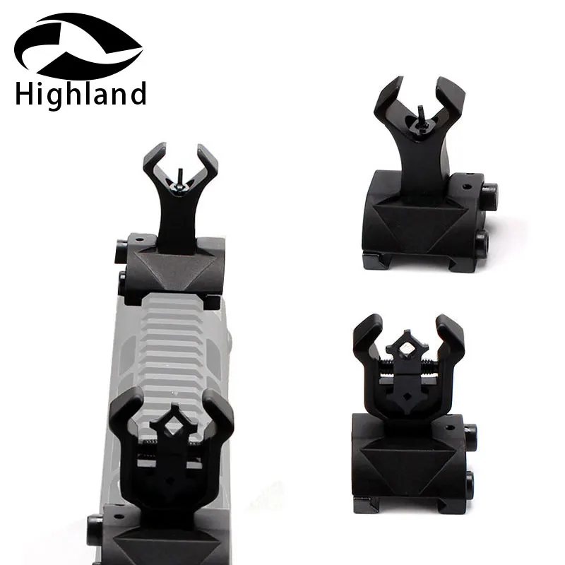 

Hunting caza AR15 Folding Flip up Front Rear Sight Iron Sight Set Dual Diamond Shape BUIS Fit 20mm Rail Handguard Mount