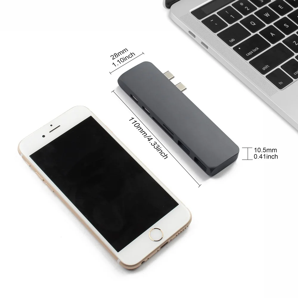Pаспродажа Двойной Порты font b USB b font C концентратор font b USB b font C до 4K HDMI адаптер Thunderbolt 3 Dual font b USB b font 3,1 данных Тип C концентратор TF SD font b USB b font C PD адаптер для MacBook Pro Air 13 2019