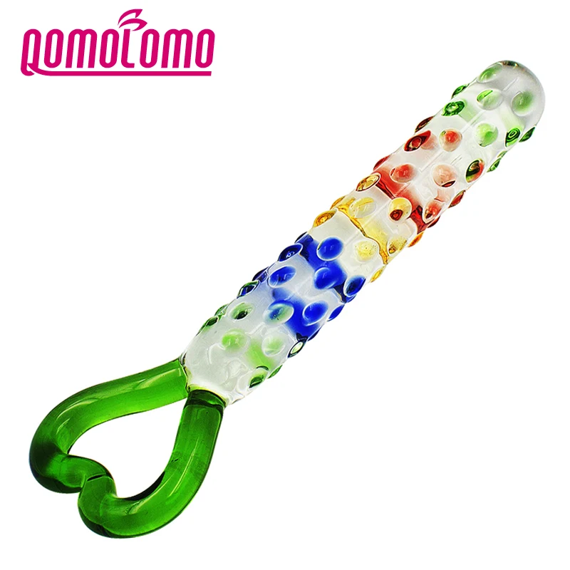 Qomolomo 20cm Glass Dildo With Ring Dildos For Women Anal Glass Dildo