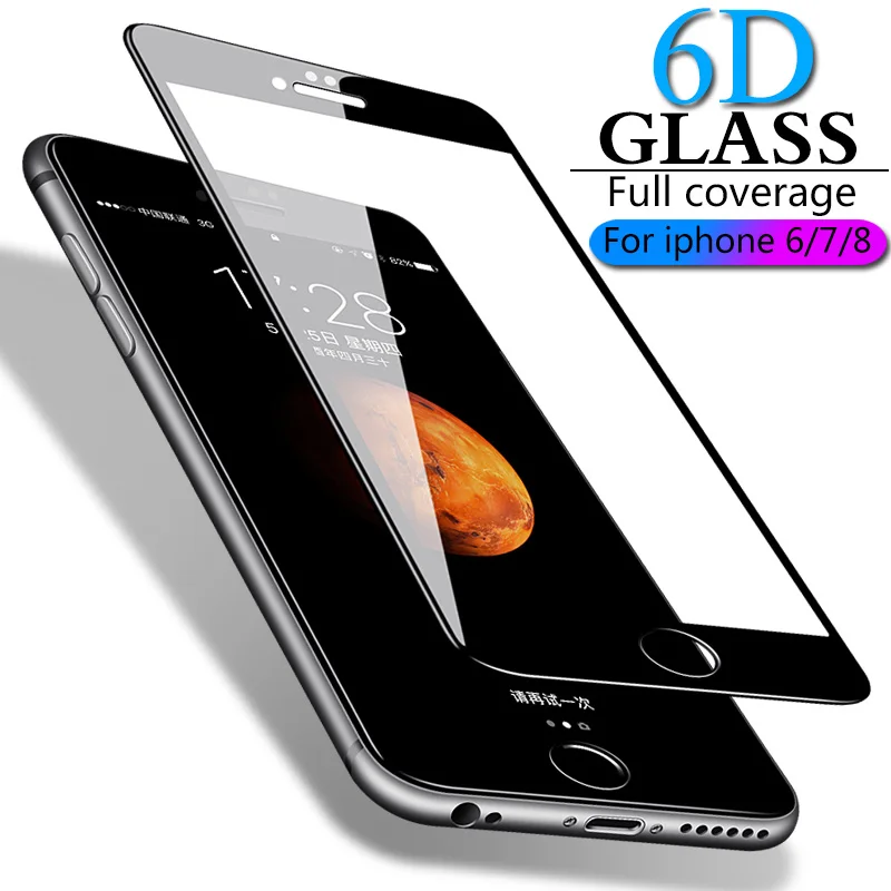 6D полное покрытие закаленное стекло для iPhone XS Max XR защита экрана X 6 6s 7 8 Plus Защитная