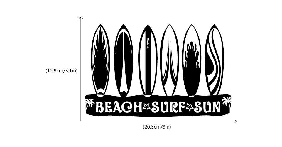 Пляжные доски для серфинга и солнца, виниловые наклейки для автомобиля/наклейка для окна, двери, кузова, украшения CA0720