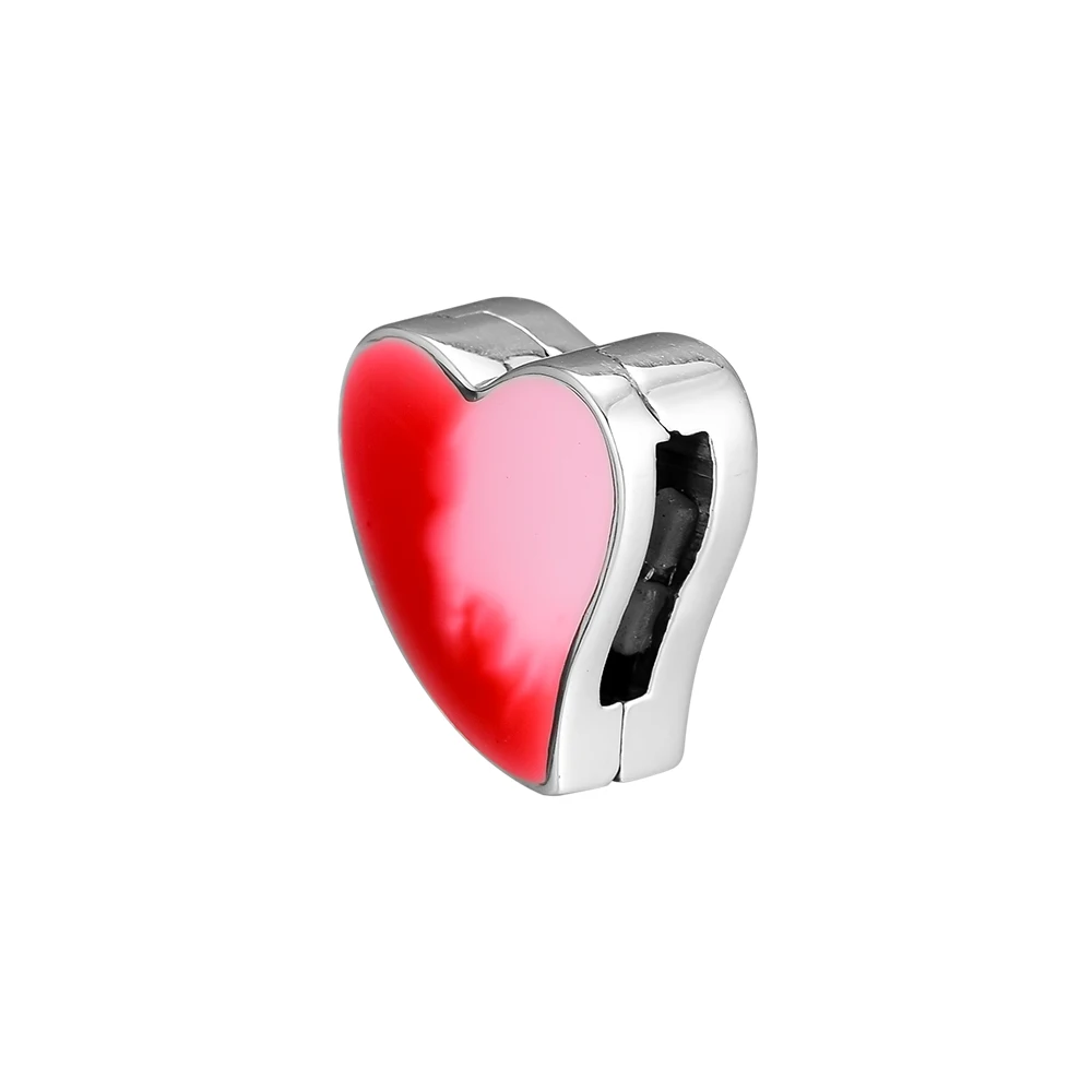 

2019 925 Sterling Silver Reflections Asymmetrical Love Heart Clip Charm Original Beads for Women Jewelry Fit Pandora Bracelets