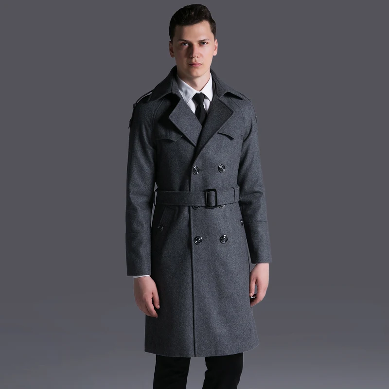 

Men New Tide Woolen Jacket Double Breasted Coat Casual Long Thick Adjustable Waist fashion high quality plus size SMLXL-5XL6XL