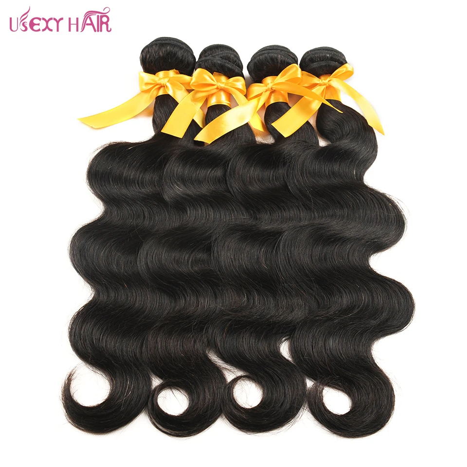 USEXY HAIR Bundles Body Wave Brazilian Hair Weave Bundles 1/3/4 Human Hair Bundles Deal Natural Color Hair Extensions