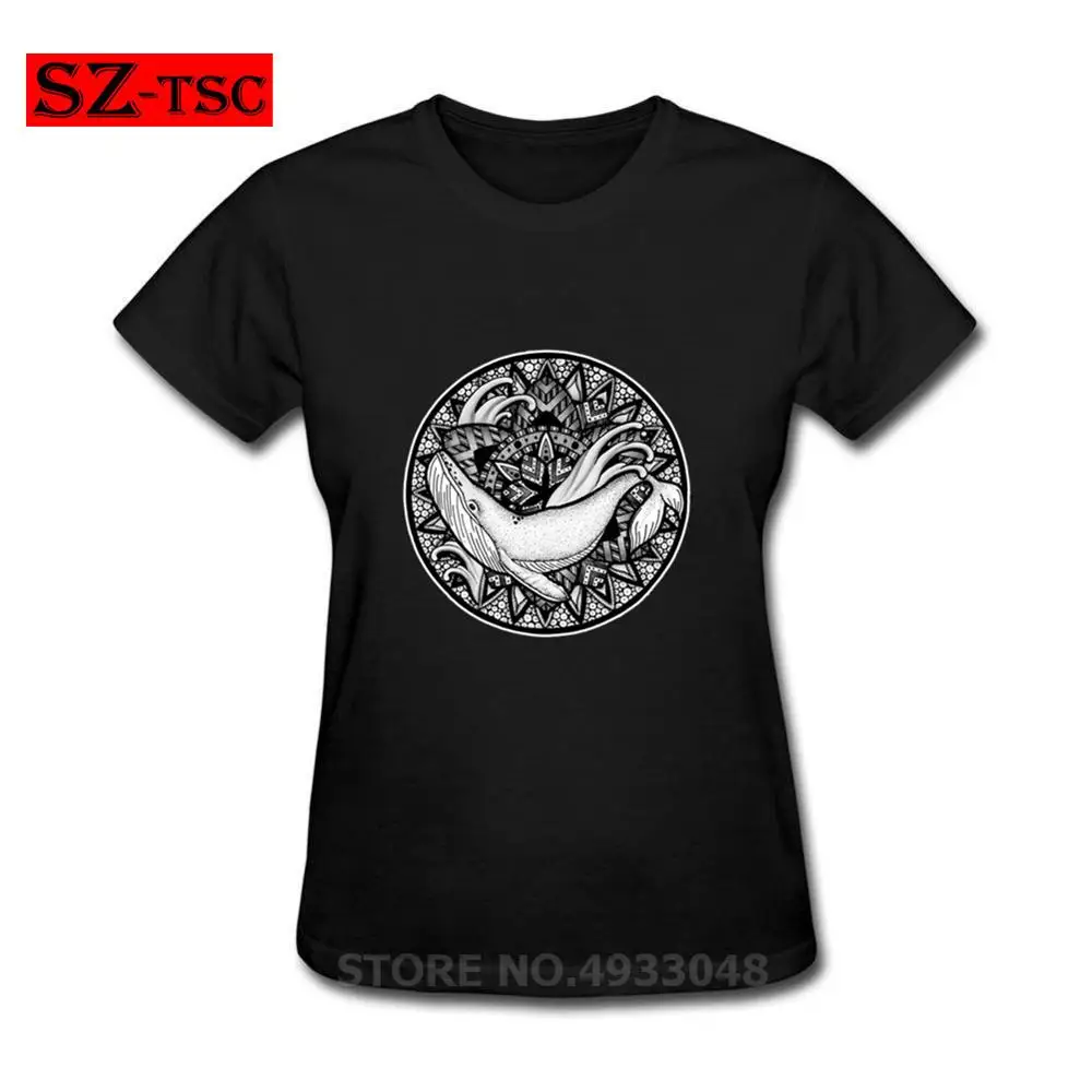 

Fashion Whale Shark Mandala T Shirt Save Our Oceans Sharks Whales Turtle Sealife T-Shirt Female Cotton Short Sleeve Women Tshirt