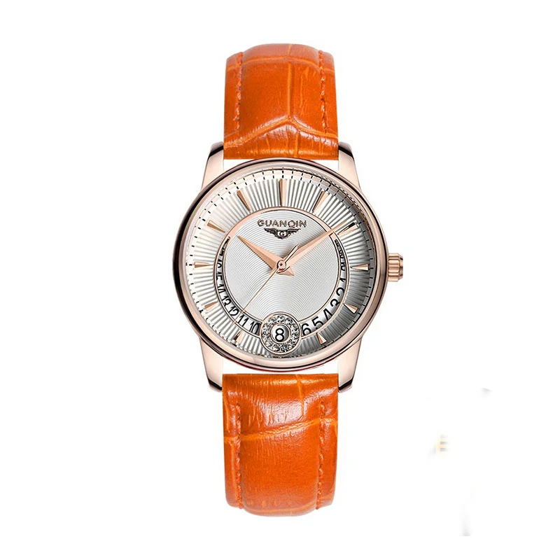 

GUANQIN GQ15009 Women's Fashion Casual Quartz Watch Gold Case Leather Strap Ladies Luxury Jewelry Watches relogio feminino