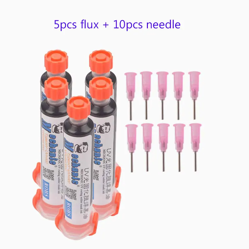 

Black Oil Flux set UV Curable Solder Mask 10CC for PCB BGA Circuit Board Protect Soldering Paste Flux Cream Welding Fluxes Oil
