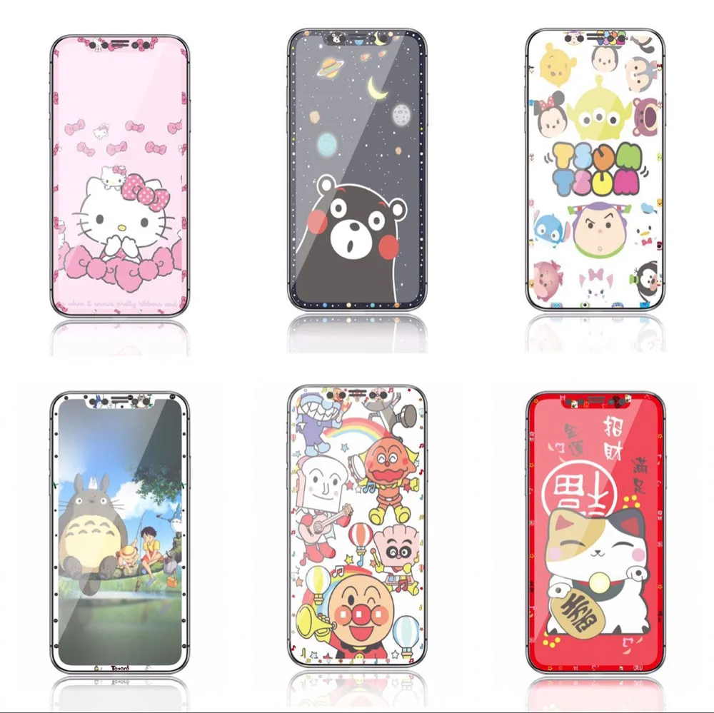 

Full Cover Tempered Glass Screen Protector For iPhone X 3D Premium Cartoon TOTORO Cute Lovely Film For iPhone X 10 6 6s 7 8 SG06