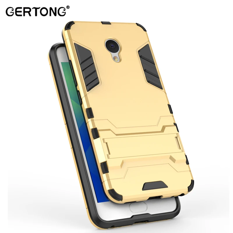 

GerTong TPU & PC Dual Armor Back Cover Phone Case For Meizu M5 Note M5S M3S Mini M3 Note U10 U20 15 Plus with Stand Holder Shell