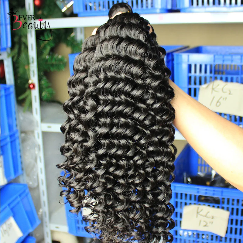 Deep Wave Brazilian Virgin Hair Weave Bundles Human Hair Bundle Extension Loose 3 pcs Raw Ever Beauty Curly Products