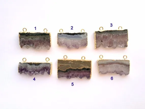 Gold Edged Amethyst Slice Necklace Rough Raw Crystal Pendant Amethyst Rough Raw Purple Stone Crystal Cluster Amethyst Jewelry Boho Pendant