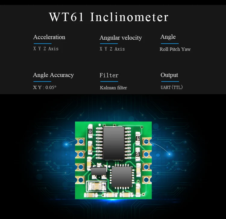 WT61 датчик инклинометра 2 оси цифровой угол наклона+ 3 оси акселерометр+ гироскоп MPU6050 Модуль для ПК/Android/MCU