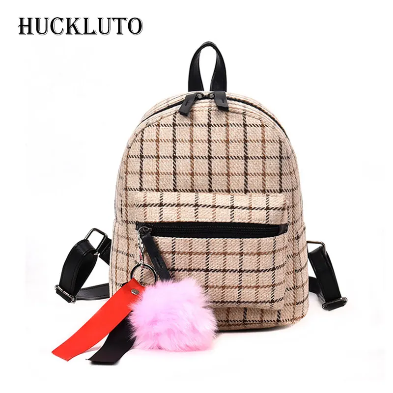 

HuckLuto Brand 2019 New Limited Time Discount Korean Fashion Casual Mini Black Paneled Student Backpack Plaid Female Backpack