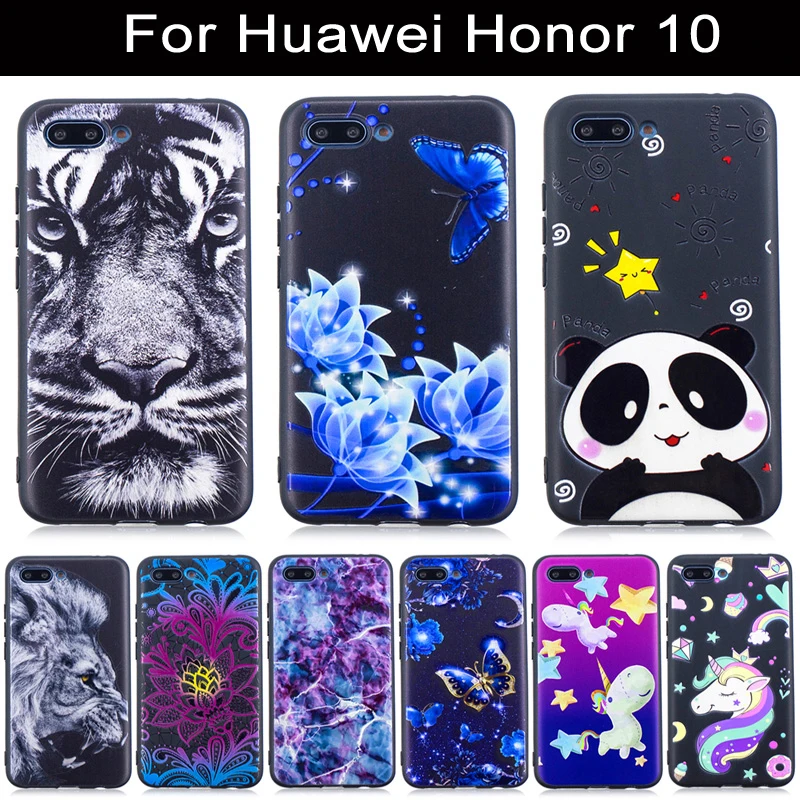Чехол на Honor 10 чехол для телефона huawei силиконовый милый ТПУ 3D рельефный черный