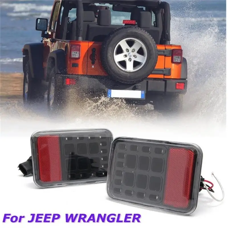 Pair Clear Lens LED Reverse Backup Lamp Rear Bumper Tail Light For Jeep