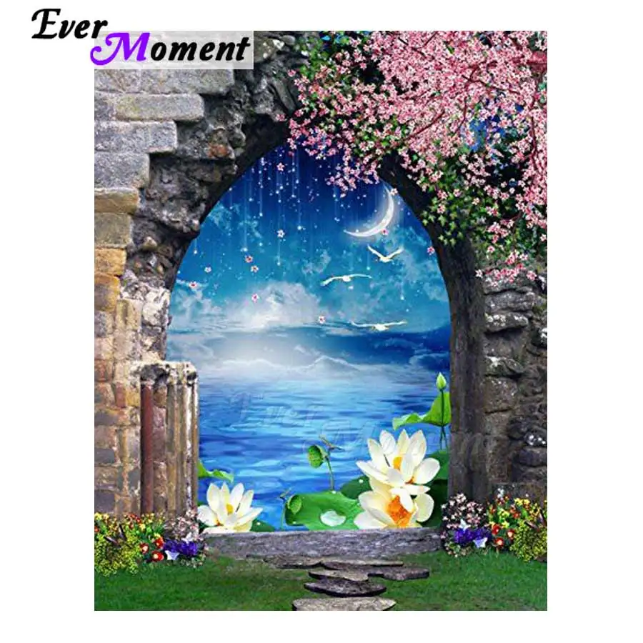 

Ever Moment Diamond Painting Beautiful World outside of Cave Decoration For Home Cross Stitch 5D DIY Mosaic Square Drill 3F248