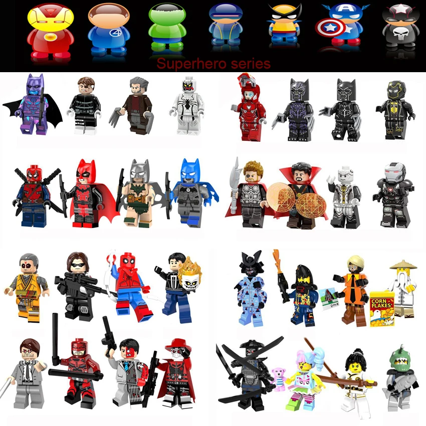 

1pcs Ation Figure compatible Super Hero Avengers Captain Ant Man Wasp Building Blocks Hulk Black Panther Toys For Children JM-9