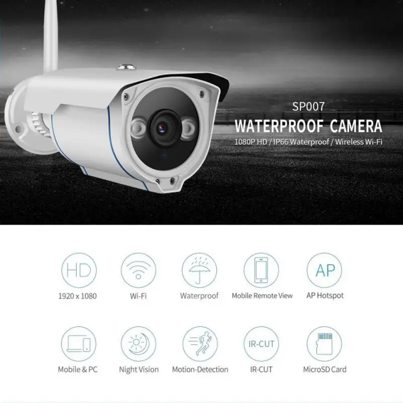 

Infrared Night Vision Outdoor Waterproof Surveillance Camcorders Upgrade 1080P HD IP Camera Supports Mobile Detection Alarm