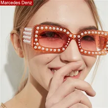 Новинка, итальянский бренд, дизайнерские прозрачные розовые Квадратные Солнцезащитные очки, женские жемчужные солнцезащитные очки Rihanna, Роскошные Жемчужные оправы, очки lentes