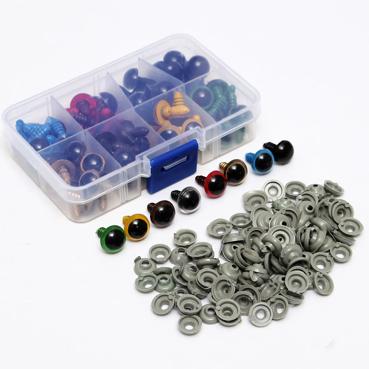 80Pairs 12mm 8 Colors Mix Plastic Safety Eyes Box for Teddy Bear