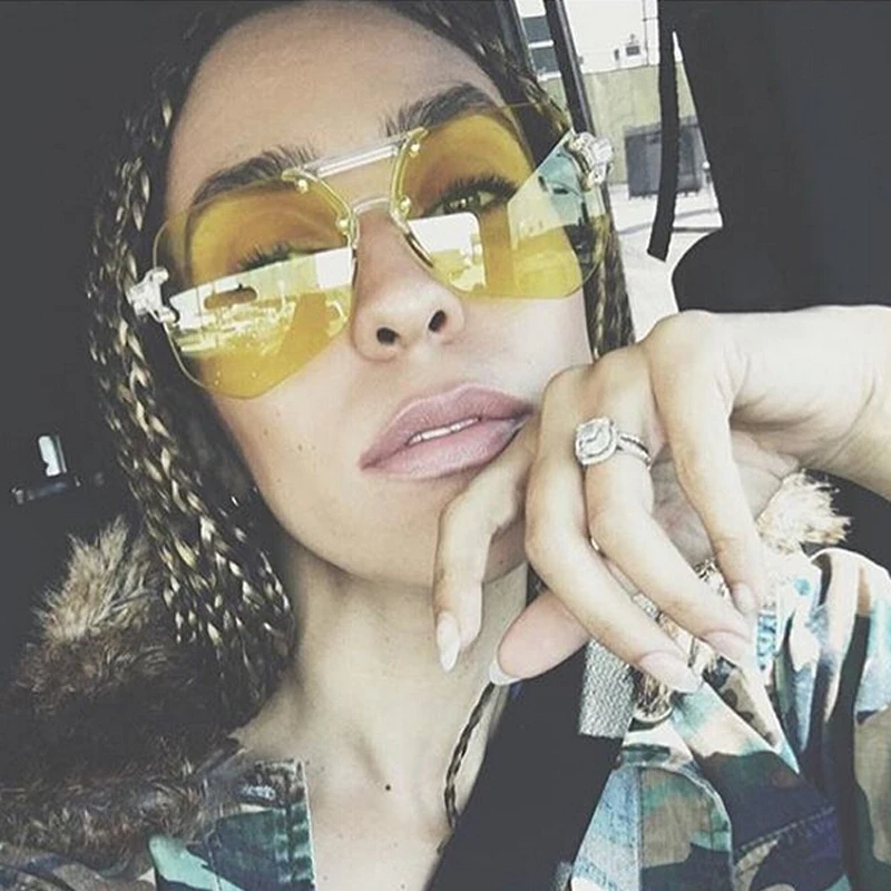 

Retro Rimless Sunglasses Women Brand Designer Gradient Lens Vintage Sunglass for Women Men Goggles Ladies Eyewear UV400
