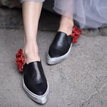 Artmu/оригинальная женская обувь ручной работы из натуральной кожи с острым носком в стиле ретро, украшенная цветами обувь досуг квартира Всесезонная обувь 9618-1