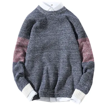 

2018 Brand New Sweaters Men Fashion Style Autumn Winter Patchwork Knitted Quality Pullover Men O-Neck Casual Men Sweater