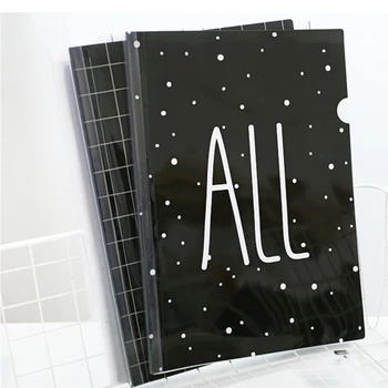 

1 Piece Simple Letters A4 Black and White Simple Plastic Paper Folder Office Supplies