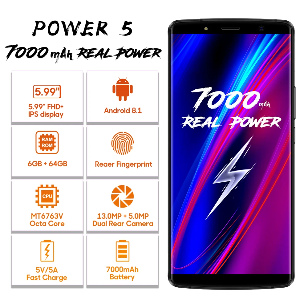 LEAGOO Power 5 смартфон с 99 дюймовым дисплеем восьмиядерным процессором MTK6763 ОЗУ 6 ГБ