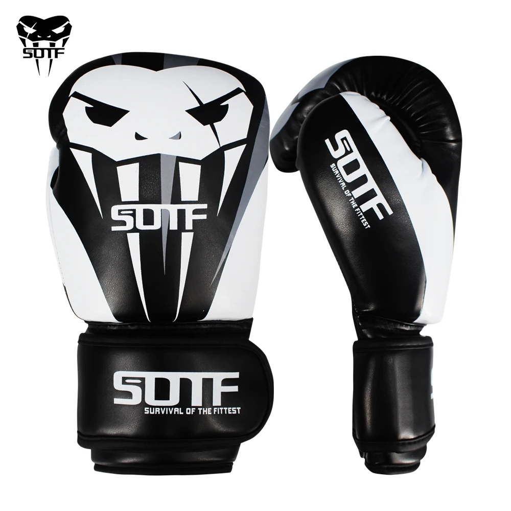 Tanie SOTF dorośli MMA jadowite wąż czarne rękawice bokserskie MMA Tiger Muay Thai rękawice muay tajski boks rękawice walki Sanda klocki box rękawice
